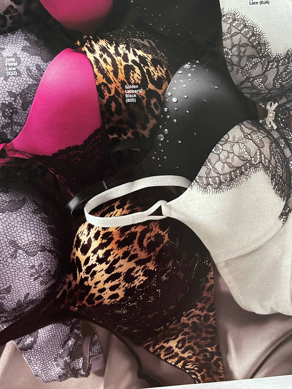 VS Miraculous Plunge Bombshell in Leopard Print/ Black lace bra